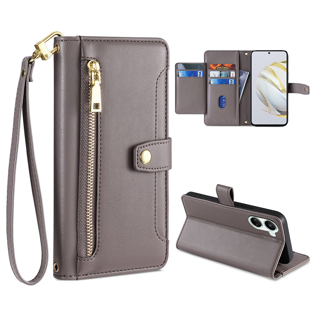 For Huawei nova 10 SE 4G PU Leather Hands-free Stand Case Zipper Pocket Card Slots Flip Phone Cover with Wrist Strap and Shoulder Strap For Huawei nova 10 SE 4G PU Leather Hands-free Stand Case Zipper Pocket Card Slots Flip Phone Cover with Wrist Strap and Shoulder Strap